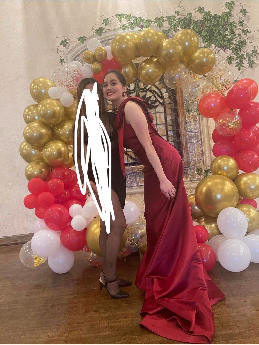 One-Shoulder Burgundy Mermaid Evening Gown with Bow Detail - Picture 3 of 9